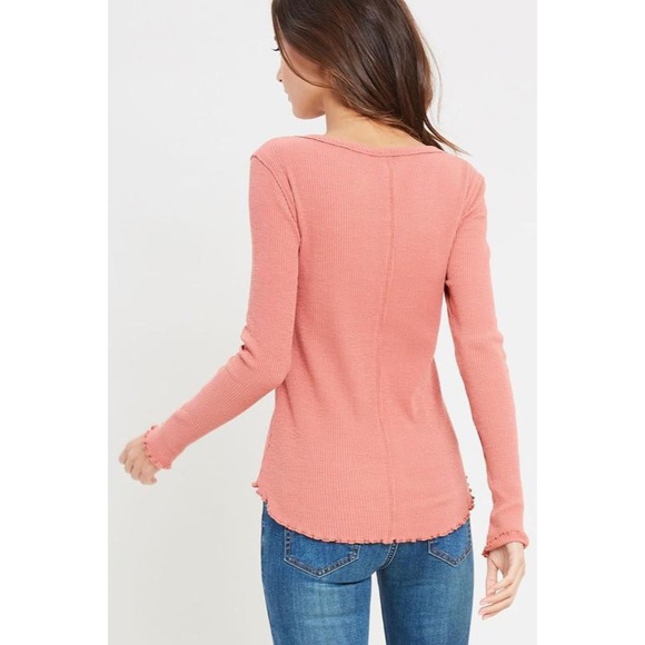 Poppy Frill Hem Thermal Knit Top - Picture 3 of 4